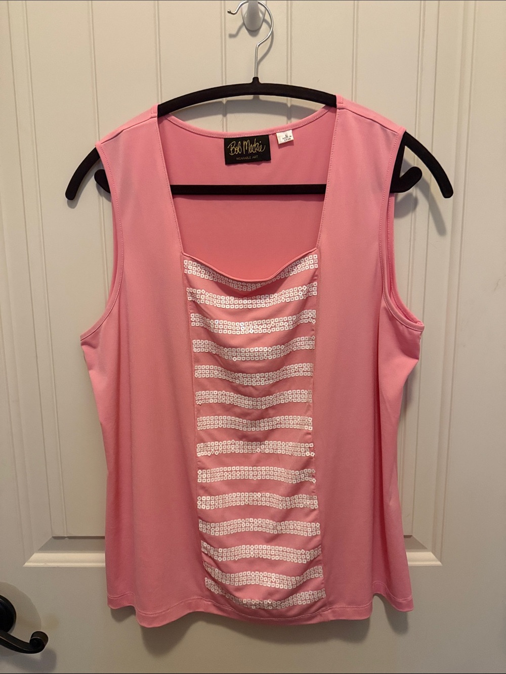 Bob Mackie Pink Sequin-Striped Sleeveless Tank